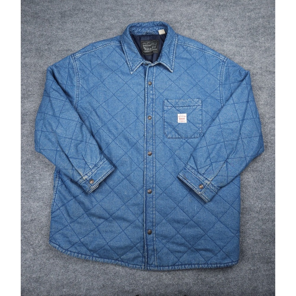 Levi's Quilted Workwear Jacket Men's XXL Blue Snap Lined Work to be Done